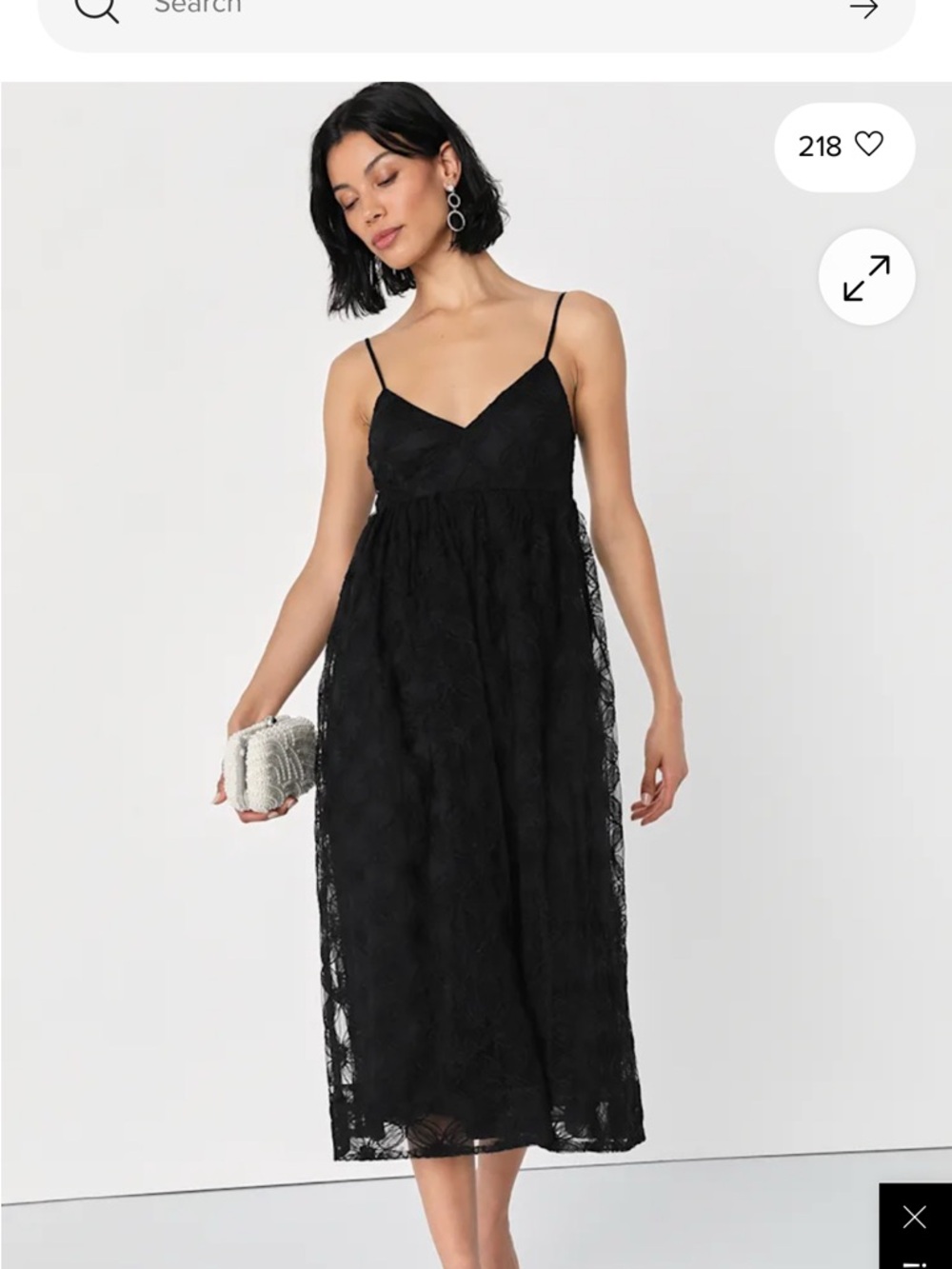Lulu's Black Lace Midi Dress with Spaghetti Straps